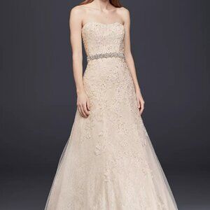 Jewel by David's Bridal Lace, Strapless A-Line Wedding Dress *NEVER WORN*